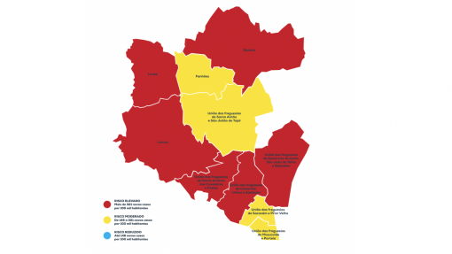 Covid-19: Loures cria mapa que mostra risco de contágio em cada freguesia