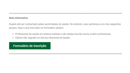 Covid-19: Utentes não seguidos no SNS devem inscrever-se para vacina