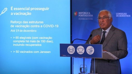 Covid-19: Costa garante primeira fase do reforço de vacinação até 19 de dezembro